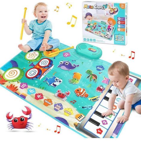 Tapis musical 3 en 1 - Jouets pour enfants de 1, 2 et 3 ans - Tapis de danse - Tapis de piano - Tapis de jeu motif an TAPIS D'EVEIL (1/5)