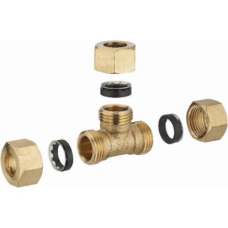 T-Stück aus Messing mit gleichmäßiger Mischdichtung für Kupferrohr NOYON & THIEBAULT - Ø 12 mm - 512G-12L1