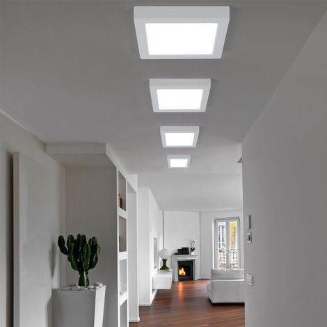 Plafoniera LED lampada da soggiorno lampada da corridoio lampada da parete quadrata da cucina, plastica bianca, 18W 1980lm 6500K bianco freddo, L 21,4 cm, set da 4