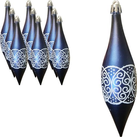 Set di 9 stalattiti di plastica da 15 cm, blu navy con decorazioni (1/3)