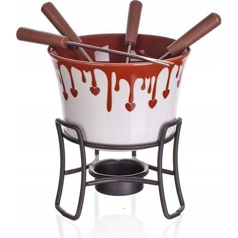 Juego de fondue de chocolate de 6 piezas para banquetes, chocolate negro (1/3)