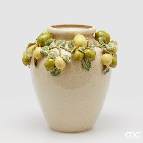 EDG Enzo De Gasperi Vaso Freaky Limoni Anfora H 35 Cm D 33 Cm Ceramica Waterproof Yellow Green (1/3)