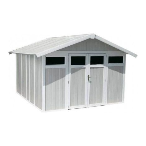 casetta da giardino in pvc grosfillex "utility 11" grigio-verde e bianco 370x407x250 cm - cod. 22811138