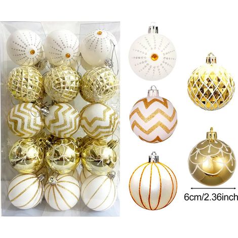 30 boules de Noël, ornements, 6,1 cm, petites boules en plastique incassables, décorations à suspendre pour sapin de Noël, couronnes de fêtes, décorations de sapin (1/5)
