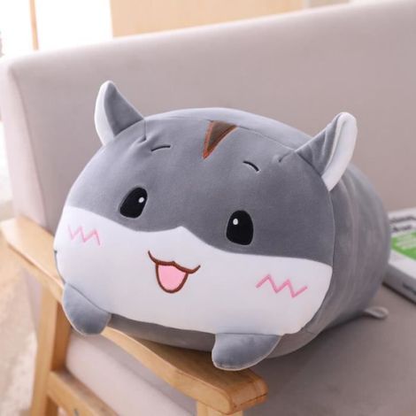 Gris hamster - 20 cm - Petit animal en peluche Kawaii pour garçons et filles, Dinosaure de dessin animé migno (1/4)