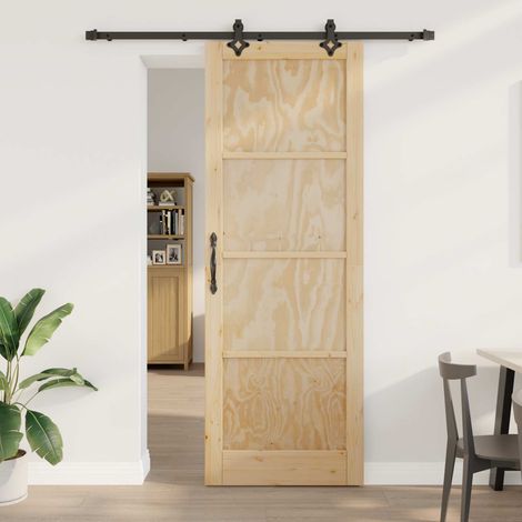 vidaXL Porte coulissante Naturel et noir 83 x 232 cm (1/5)