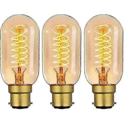 Ampoules Edison vintage B22 40 W à baïonnette, dimmables, blanc chaud, style antique rétro T45, 230 V, lot de 3 (1/5)