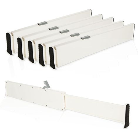 6Pcs Ensemble de SéParateurs De Tiroirs RéGlables 6 cm Hauteur, 33,2 à 55 Organisateurs Ajustables, Séparateurs tiroirs cuisine pour cuisine, commode, chambre coucher - (1/5)