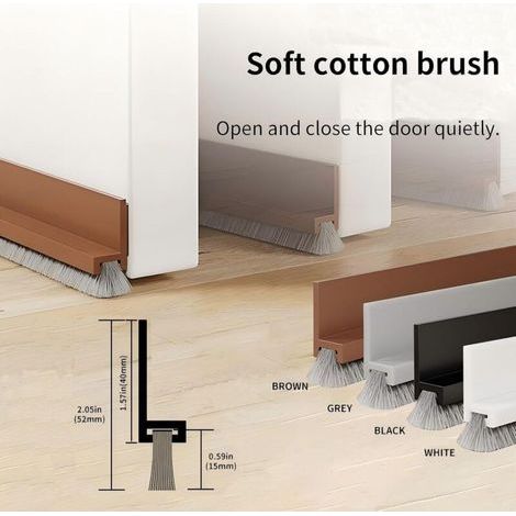 1 Bas de Porte Noir Brossé 100cm, Joint Brosse Isolation Phonique, Bande Étanche Auto-adhésif pour Maison (1/5)