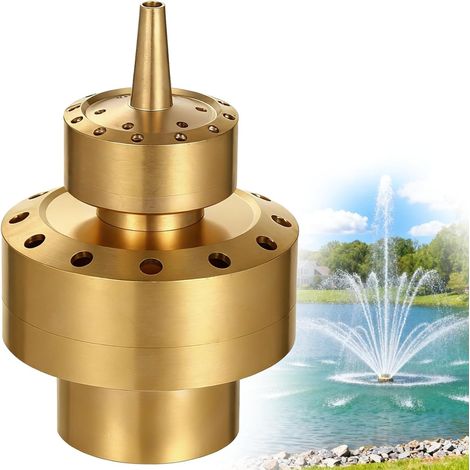 Boquilla de fuente de agua de latón 1,5 DN40, cabezal de pulverización de doble capa, pulverización de agua de columna de flores, fuente de alta presión, chorro de ramo en capas para estanque (1/5)