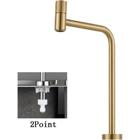 (Gold 2 Points) Robinet de cuisine avec filtre à eau, système de filtration d'eau potable, pivotant à 360°, pour évier de cuisine ou bar. (1/5)