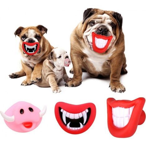 TrAdE Shop Traesio - Gioco Da Mordere Per Cani Smile Con Suono In Gomma Naturale Dentiera Per Cani - (1/5)
