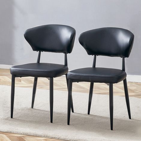 Chaise design ergonomique-dossier courbé-confort optimal-lot de 2-noire-50x45x80cm (1/5)