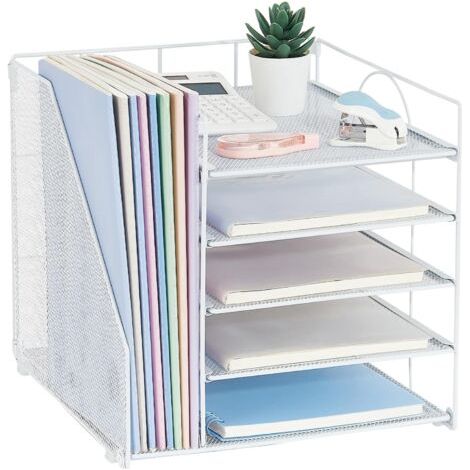 Boîte de rangement de bureau blanche avec dossier (1/5)