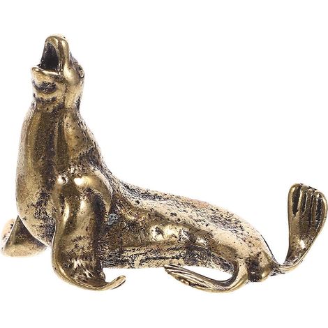 Ornement lion de mer en laiton, décoration de bureau pour la maison, petit ornement lion de mer en laiton-4.5x2.3x3cm-Golden (1/4)