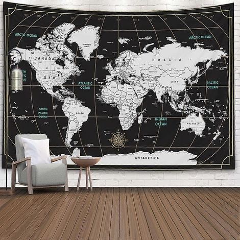 Tapisserie murale CAPSCEOLL Carte du monde - Répartition géographique du monde - 203 x 152 cm (80 x 60 pouces) (1/5)