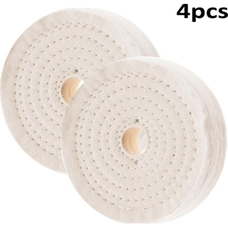 Lot De 4 Disques De Polissage En Coton Cousu Ø200 mm x 25 mm x Al.16 mm - 80 Plis - Finition Lisse Et Brillante Sur Métaux, Bois Et Plastiques (1/5)