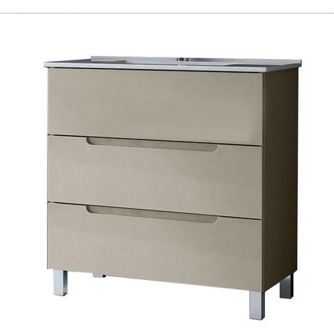 Kibath Mueble de baño con Lavabo VICTORIA 80x45 cm acabado MOKA mate 3 cajones con patas (1/5)