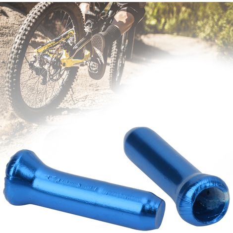 50 embouts de câble de frein de vélo en alliage d'aluminium, sertis pour câble de dérailleur, accessoires de vélo, bleu (1/5)