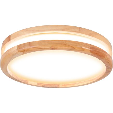 LED Plafonnier Rond 600K 30W 30x30x5.5cm Lampe Industrielle Moderne Luminaire en Bois Massif Acrylic pour Salle de Bain Couloir - Lumière Neutre (1/5)