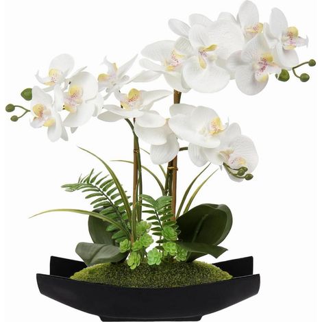 Kunstorchidee Phalaenopsis im Topf, 3 Stiele, Weiß/Rosa/Violett, 49 cm (1/5)