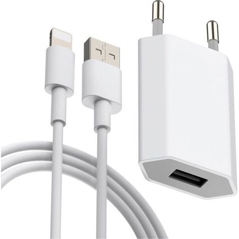Chargeur pour IPhone 8,6,6S,7,7 Plus,10,XR,XS,SE,IPod Touch 5G,Adaptateur Telephone Connecteur avec 2M Couleur:5W+câble 2m- blanc (1/5)