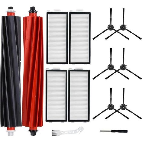 Ensemble de 14 Accessoires Compatibles avec les Aspirateurs Robots Roborock Qrevo Slim\\/Qrevo Master, 2 Brosses Principales, 6 Brosses Latérales, 4 Filtres, 1 Brosse de Nettoyage, 1 Tournevi (1/4)
