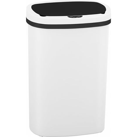 Poubelle avec capteur et couvercle en plastique 50L Poubelle de cuisine intelligente automatique sans contact Poubelle électrique étanche Blanc (1/5)