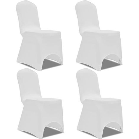 Housses de chaise élastiques, ensemble de 4 pièces, blanches (1/5)