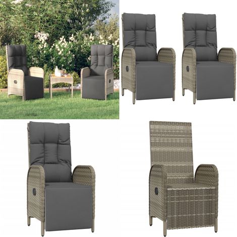 Chaises inclinables d'extérieur et coussins lot de 2 Poly rotin - Chaise Jardin - Chaise Inclinable - Fauteuil Extérieur - Meubles De Jardin - Salon De Jardin - Home & Living (1/5)