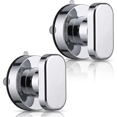 Set di 2 maniglie a ventosa per porte, maniglie a ventosa per finestre a bovindo, maniglie a ventosa resistenti, maniglie a ventosa per porte in vetro del bagno, armadi e cassetti (argento) (1/5)