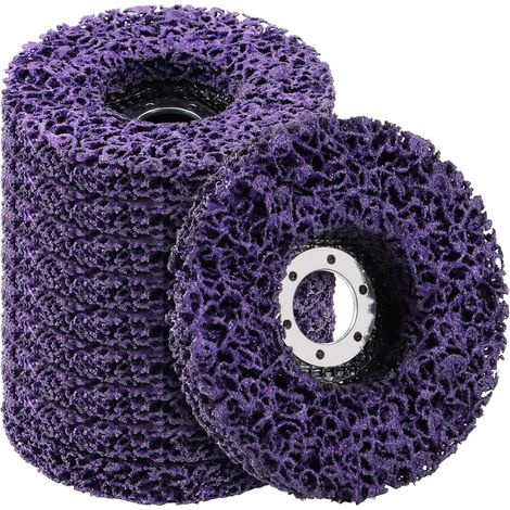 Pack of 10 CSD Discs 115 x 22 mm, Purple Cleaning Disc for Removing Paint, Dissolving and Oxidation, Abrasive for Angle Grinder Metal Wood Stone (1/5)