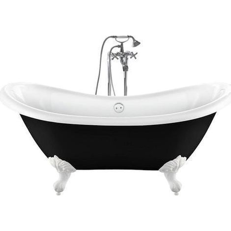 Freistehende Badewanne DARLINGTON schwarz Adlerfüße WEISS 175