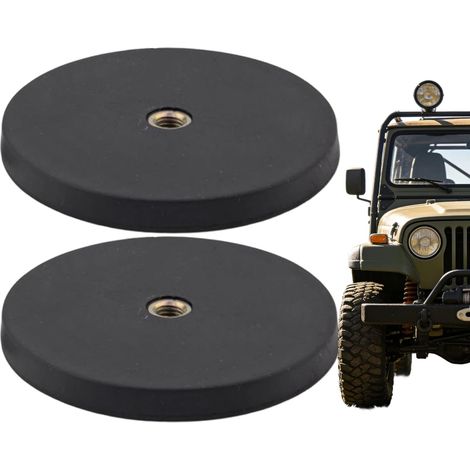 Lot de 2 supports de montage pour lumière - Avec base magnétique - Équerre de fixation avec filetage intérieur - Pour éclairage LED - Pour voiture, camion, SUV, caravane, tracteur (1/5)