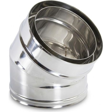 Maka Curva 30° Canna Fumaria Doppia Parete Aria Inox Inox Ø 130 mm (esterno 180) (1/5)