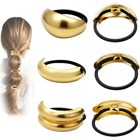 6pcs Chouchou Cheveux Femme Métal Doré – Élastique Cheveux, Bijoux capillaire Doré, Attache chevelure pour Queue de Cheval, Accessoires Élastiques chevelure Convient à tous les types de Cheval (1/5)