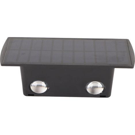 Farolas solares exteriores impermeables IP67 con 4 LED, iluminación indirecta hacia arriba y hacia abajo, ideales para jardín, patio, escaleras o porche. Luz cálida. (1/5)