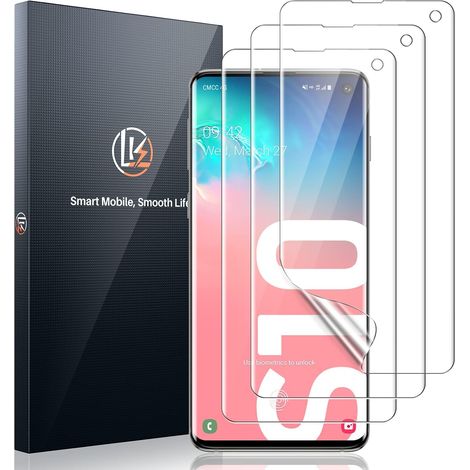 3PCS Protection Ecran Compatible avec Samsung Galaxy S10 Anti-rayures et Sans Bulles, Film Protection Ecran en TPU Ultra-HD et Flexible avec Cadre d'installation [Non-Verre] (1/5)