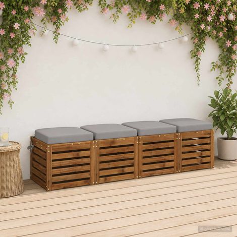 vidaXL Coussins de siège 4 pièces SOEST 4 pcs 100 % polyester Gris (1/5)