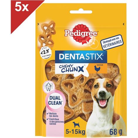 PEDIGREE DENTASTIX CHEWY CHUNX BOUCHÉES À MÂCHER AU POULET POUR PETIT/MOYEN CHIEN, 5 X 68G 4008429131851
