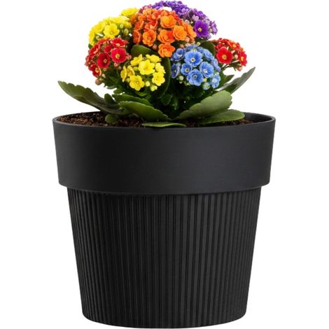 SILVA LINE recycelter Blumentopf, schwarz, H 11,5 x H 13,2 cm