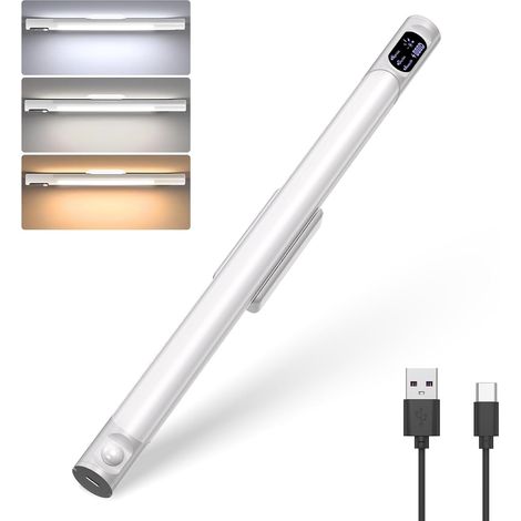 LED Cuisine Sous Meuble Sans Fil 64Led, 36cm 9000K Réglette Led Rechargeable USB, 2200mAh Lampe Placard Lumic Lampe Detecteur de Mouvement Adaptée Placard Escalier Couloir (1/5)