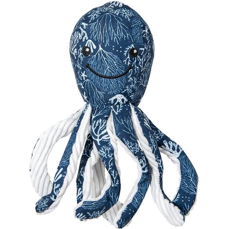 Jouet pour Chien en Forme de Poulpe, résistant et Durable, avec siffleur intégré, idéal pour Le Jeu intérieur et extérieur, Taille 9x27 cm, Couleur Bleu (1/2)