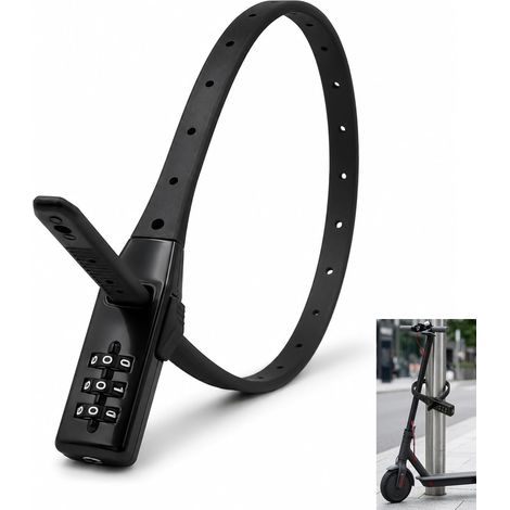 Antivol Casque Vélo, Serre-Câble Antivol à Combinaison Ultra Léger 53cm pour Vélo Trottinette, Cadenas à Code 3 Chiffres Type Collier de Serrage avec Câble Acier, Compact pour Ski Bagage Camping (1/5)