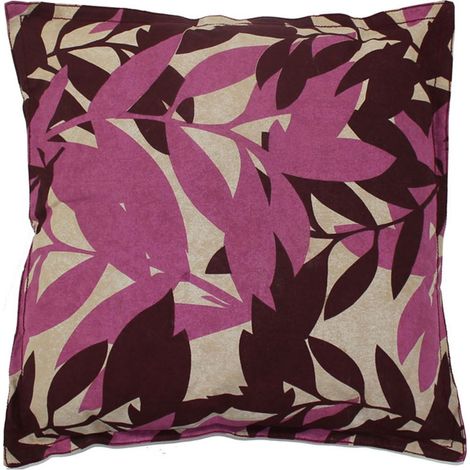 ASIA - Coussin en coton à imprimés feuilles violet 60x60 (1/3)
