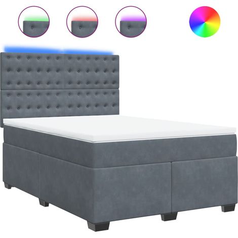 Maison Exclusive - Cama box spring con colchón terciopelo gris os (1/5)