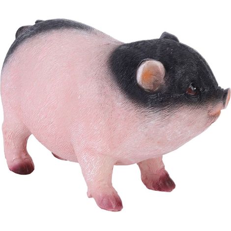 Figurine en Résine Artificielle Modèle Animal Décor Cute Petit Cochon Décoratif de Table Bonsai Artisanat Maison Cadre 18 cm 385g Rose (1/5)