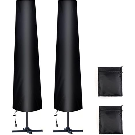 Housse Parasol Droit Ø 300 cm, 2 Pièces 210D Oxford Housse de Protection pour Parasol avec Sac de Rangement, Résistant aux Intempéries, aux UV, à la Neige (1/5)