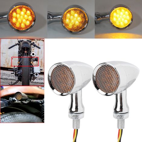 Lot de 2 feux clignotants et feux stop pour moto, style vintage, accessoire de modification de calandre, blanc (1/5)