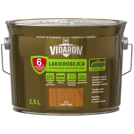 Barniz protector y decorativo Vidaron para madera, 2,5 L, color roble dorado L19 (1/2)